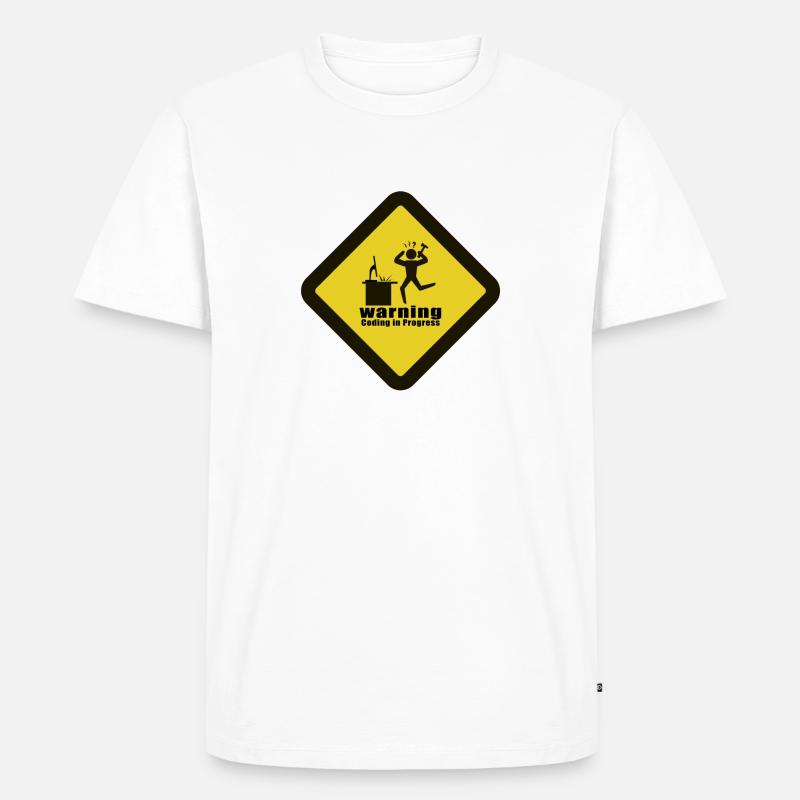 Warning - Coding in Progress - Men's Premium Organic T-Shirt - white