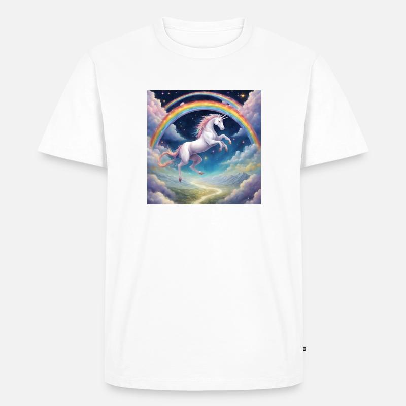 Regenbogen Einhorn - Männer Premium Bio T-Shirt - Weiß