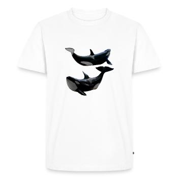 Orca Whale Couple, Lying, Pisces, Natural - Men's Premium Organic T-Shirt - white - Front - Nico (187cm)