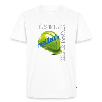Meilleur chef de travaux - T-shirt Premium bio Homme - blanc - Devant - Nico (187cm)