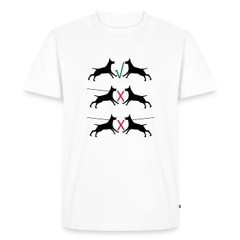 Les chiens en laisse - T-shirt Premium bio Homme - blanc - Devant - Nico (187cm)