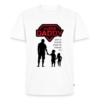 Super papa (j'ai 2 super enfants pour le prouver) - T-shirt Premium bio Homme - blanc - Devant - Nico (187cm)