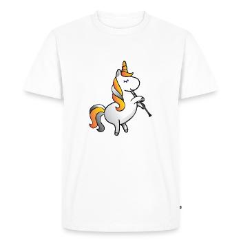 Licorne joue la clarinette de la musique cadeau - T-shirt Premium bio Homme - blanc - Devant - Nico (187cm)