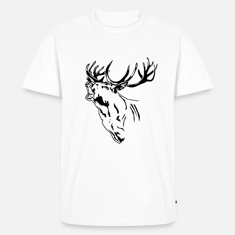 Hirsch - Geweih - Rotwild - Deer - Jagd - Männer Premium Bio T-Shirt - Weiß