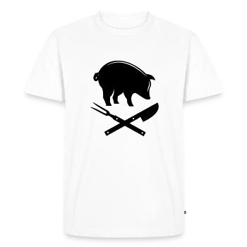 Grilling fork knife pig meat steak masters - Men's Premium Organic T-Shirt - white - Front - Nico (187cm)
