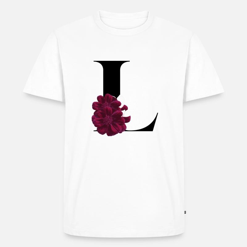 Buchstabe L blühend - Männer Premium Bio T-Shirt - Weiß