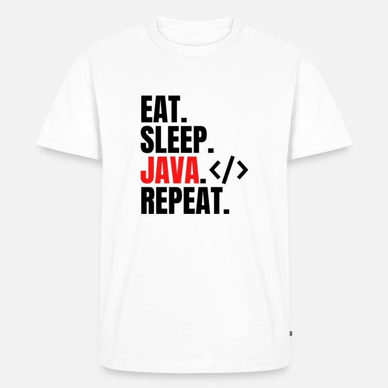 eat sleep java repeat - Männer Premium Bio T-Shirt - Weiß
