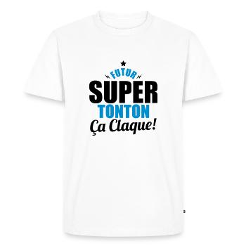 futur super tonton ça claque - T-shirt Premium bio Homme - blanc - Devant - Nico (187cm)
