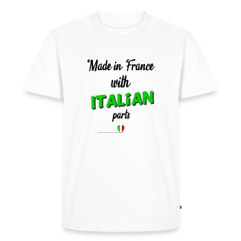 né en France d'origine italienne - T-shirt Premium bio Homme - blanc - Devant - Nico (187cm)