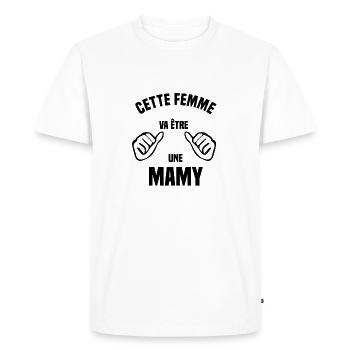 Cette femme va être une mamy - T-shirt Premium bio Homme - blanc - Devant - Nico (187cm)