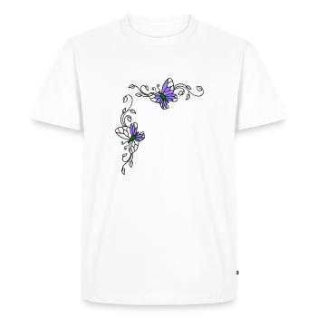 Papillons avec vrilles florales - T-shirt Premium bio Homme - blanc - Devant - Nico (187cm)