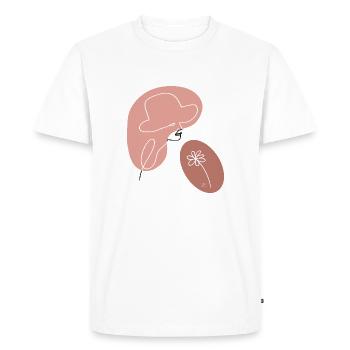 "Lady with Flower", Boho Line Art Design, "Faces" - Men's Premium Organic T-Shirt - white - Front - Nico (187cm)