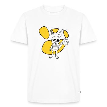 RDL Lièvre Jaune, Blanc et Noir - T-shirt Premium bio Homme - blanc - Devant - Nico (187cm)