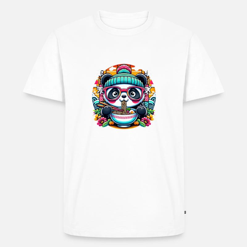 Ramen Panda - Männer Premium Bio T-Shirt - Weiß