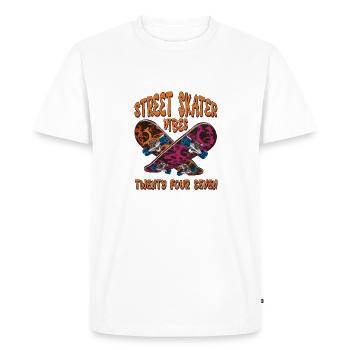 Street Skater Vibes Twenty Four Seven - Men's Premium Organic T-Shirt - white - Front - Nico (187cm)