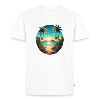 Sur la plage - T-shirt Premium bio Homme - blanc - Devant - Nico (187cm)