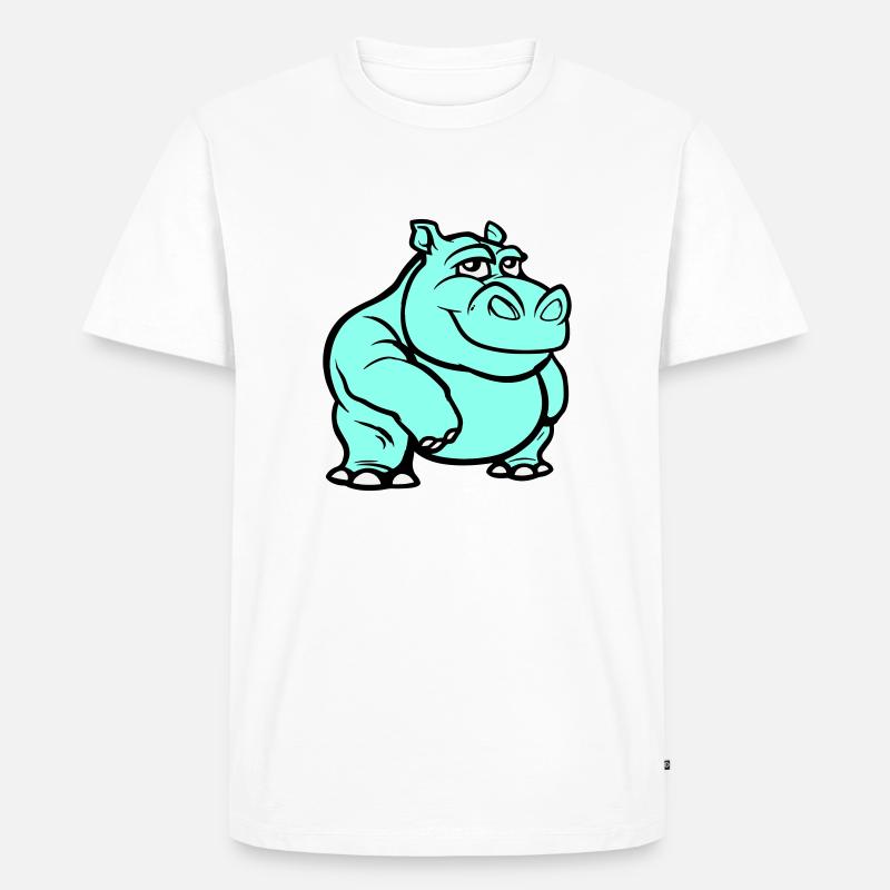 Nilpferd Comic - Männer Premium Bio T-Shirt - Weiß