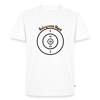 Bolognese Shit - Men's Premium Organic T-Shirt - white - Front - Nico (187cm)