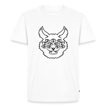 Cat Demon Many Eyes Devil Hell Evil Monster - Men's Premium Organic T-Shirt - white - Front - Nico (187cm)