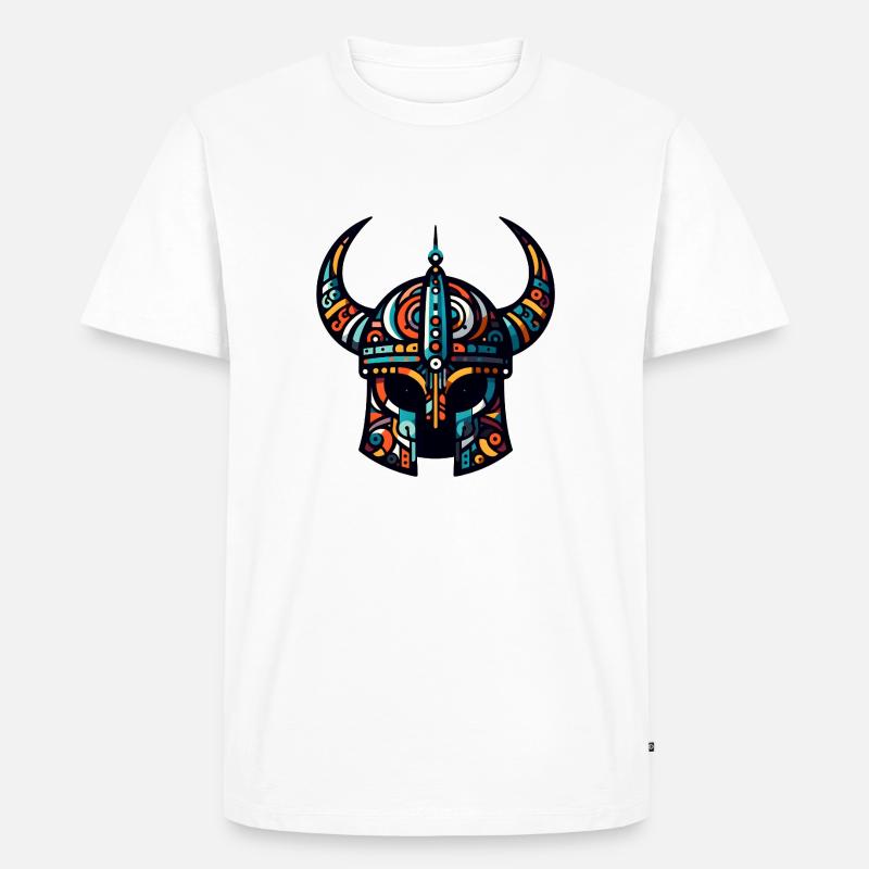 Wikingerhelm mit abstraktem Muster - Männer Premium Bio T-Shirt - Weiß