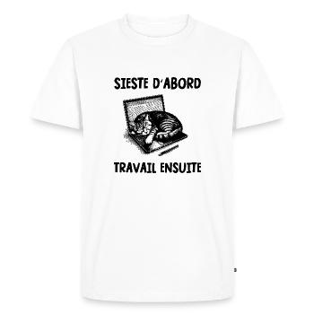 sieste d'abord - T-shirt Premium bio Homme - blanc - Devant - Nico (187cm)