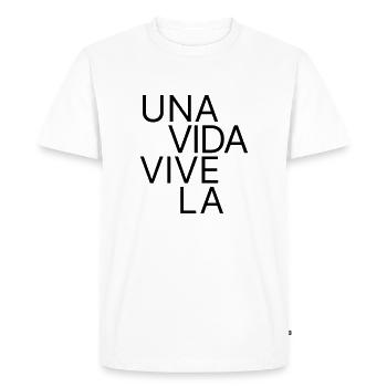 Una Vida, Vive La – One Life in Spanish - Men's Premium Organic T-Shirt - white - Front - Nico (187cm)