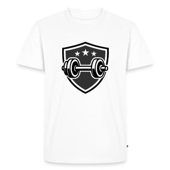 Dumbbell Weights Gym Logo - Men's Premium Organic T-Shirt - white - Front - Nico (187cm)
