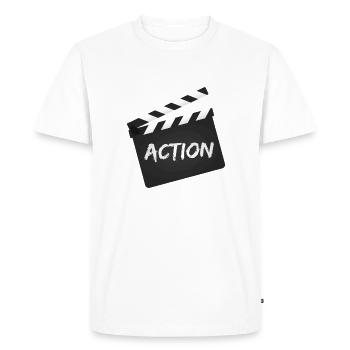 clapperboard - Men's Premium Organic T-Shirt - white - Front - Nico (187cm)