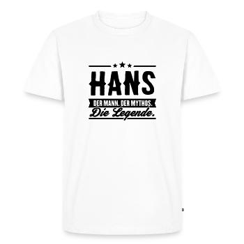 Man Myth Legend Hans - Men's Premium Organic T-Shirt - white - Front - Nico (187cm)