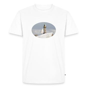 La mouette et le phare de Warnemünde - T-shirt Premium bio Homme - blanc - Devant - Nico (187cm)