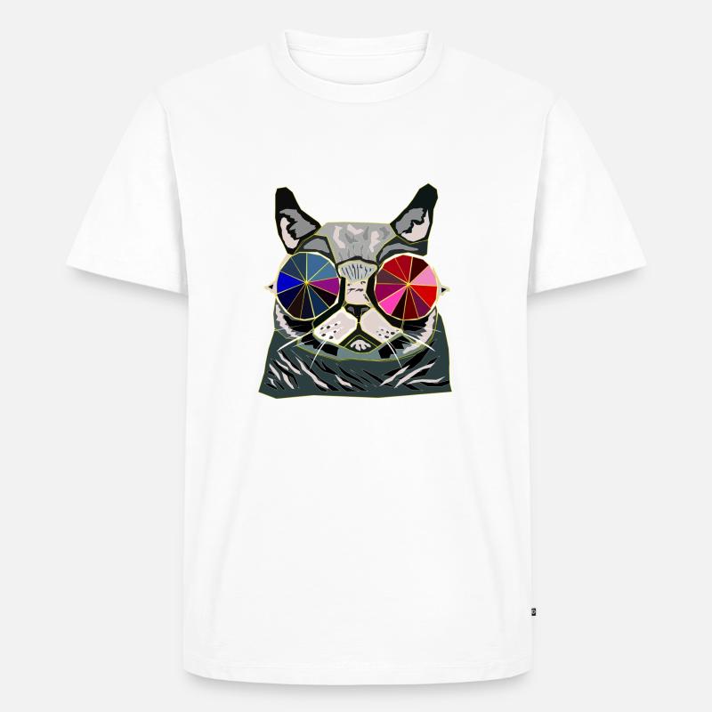 Coole Katze Geschenkidee - Männer Premium Bio T-Shirt - Weiß