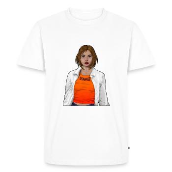 Jolie femme avec chemise sans cadre - T-shirt Premium bio Homme - blanc - Devant - Nico (187cm)