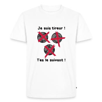 petanque tireur boule suivant2 - T-shirt Premium bio Homme - blanc - Devant - Nico (187cm)