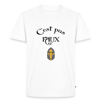 C'est pas faux ! - T-shirt Premium bio Homme - blanc - Devant - Nico (187cm)