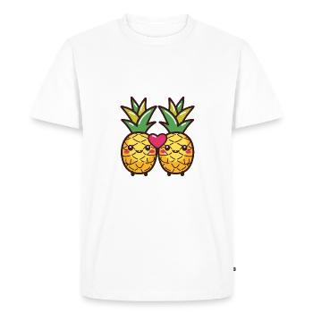 Ananas Couple Amour Coeur Bande Dessinée - T-shirt Premium bio Homme - blanc - Devant - Nico (187cm)