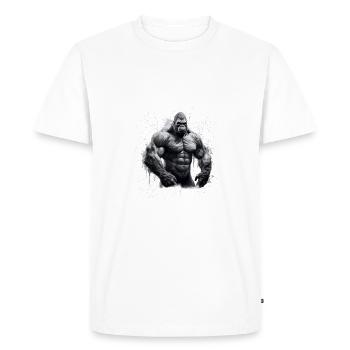 Gorille Bodybuilding Beast - T-shirt Premium bio Homme - blanc - Devant - Nico (187cm)