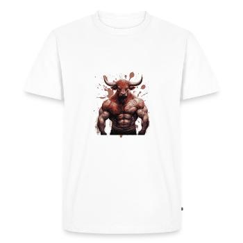 Bull Bull Muscles Bodybuilding Beast - Men's Premium Organic T-Shirt - white - Front - Nico (187cm)