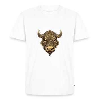 Taureau Portrait Taureau - T-shirt Premium bio Homme - blanc - Devant - Nico (187cm)