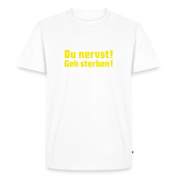 Vous allez nervst filière (jaune) - T-shirt Premium bio Homme - blanc - Devant - Nico (187cm)