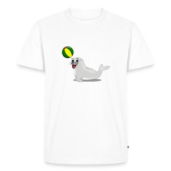 Laughing seal with ball - Men's Premium Organic T-Shirt - white - Front - Nico (187cm)