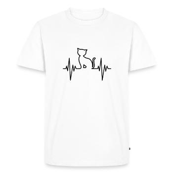 Cat Pulse - Men's Premium Organic T-Shirt - white - Front - Nico (187cm)