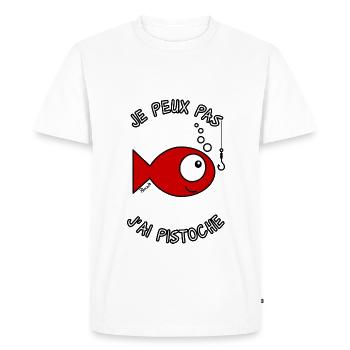 Poisson, J'ai Pistoche - T-shirt Premium bio Homme - blanc - Devant - Nico (187cm)