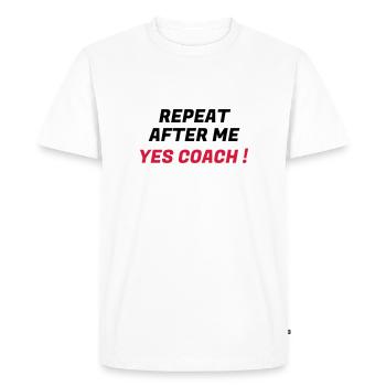 Coach / Coaching / Entraineur / Sport - T-shirt Premium bio Homme - blanc - Devant - Nico (187cm)