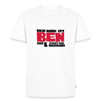ben - Men's Premium Organic T-Shirt - white - Front - Nico (187cm)