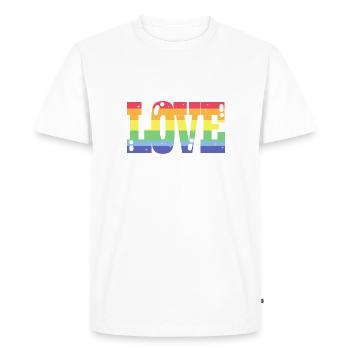 Pride Love Rainbow Flag - Men's Premium Organic T-Shirt - white - Front - Nico (187cm)