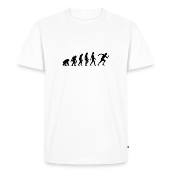 L évolution de la course - T-shirt Premium bio Homme - blanc - Devant - Nico (187cm)