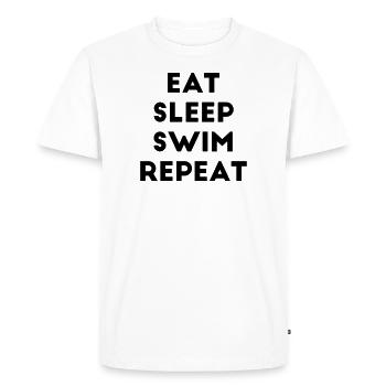 Eat Sleep Swim Repeat en disant nageur de natation - T-shirt Premium bio Homme - blanc - Devant - Nico (187cm)