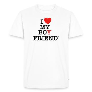 I Love My Boyfriend - T-shirt Premium bio Homme - blanc - Devant - Nico (187cm)