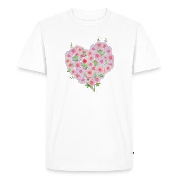 Floral heart - Men's Premium Organic T-Shirt - white - Front - Nico (187cm)