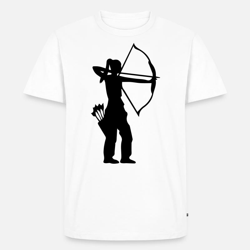Bogenschützin mit Pfeilköcher Bogenschießen - Männer Premium Bio T-Shirt - Weiß